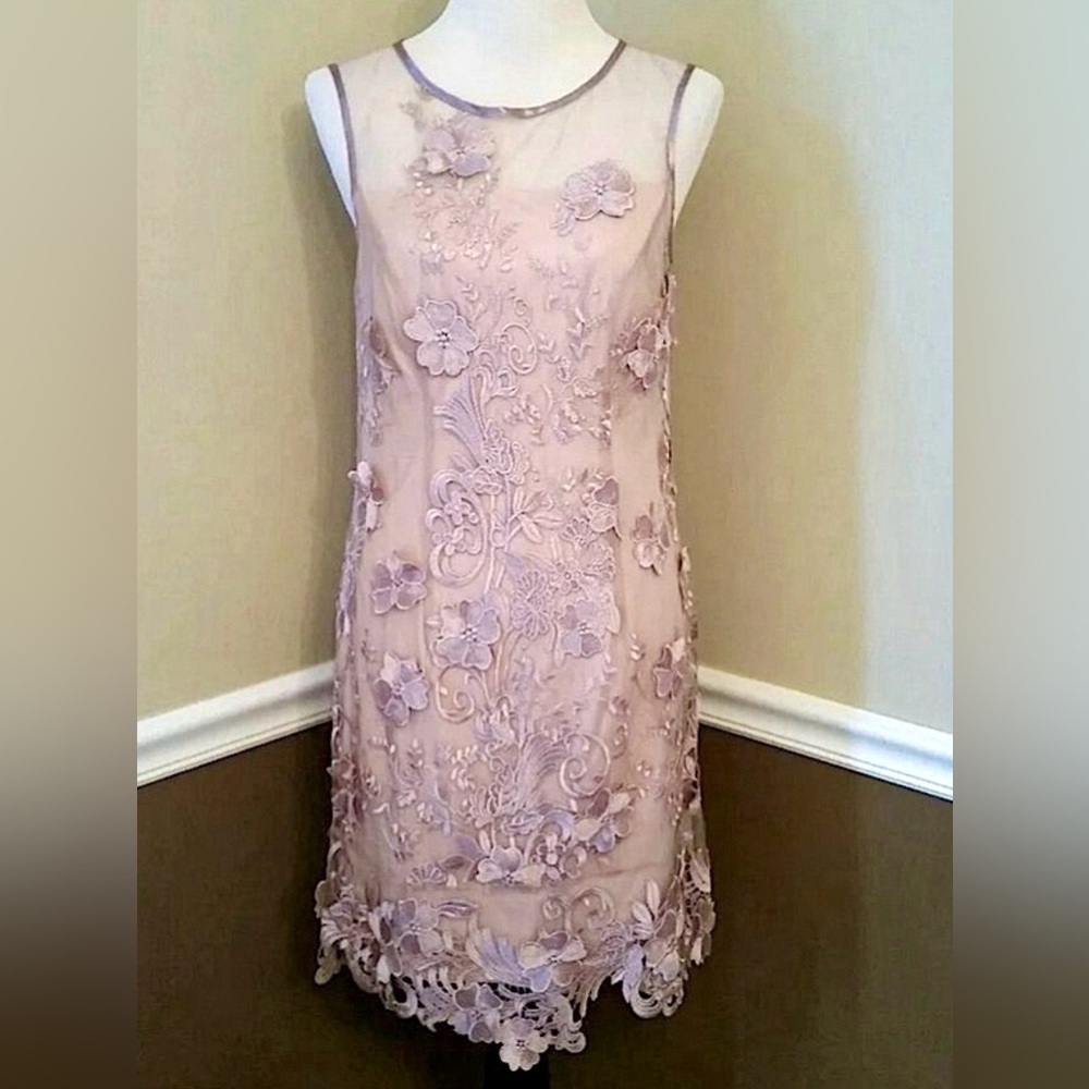 Mauve Blush Flower Embroidered Lace Formal Romantic Fairy Party Dress Decode 1.8